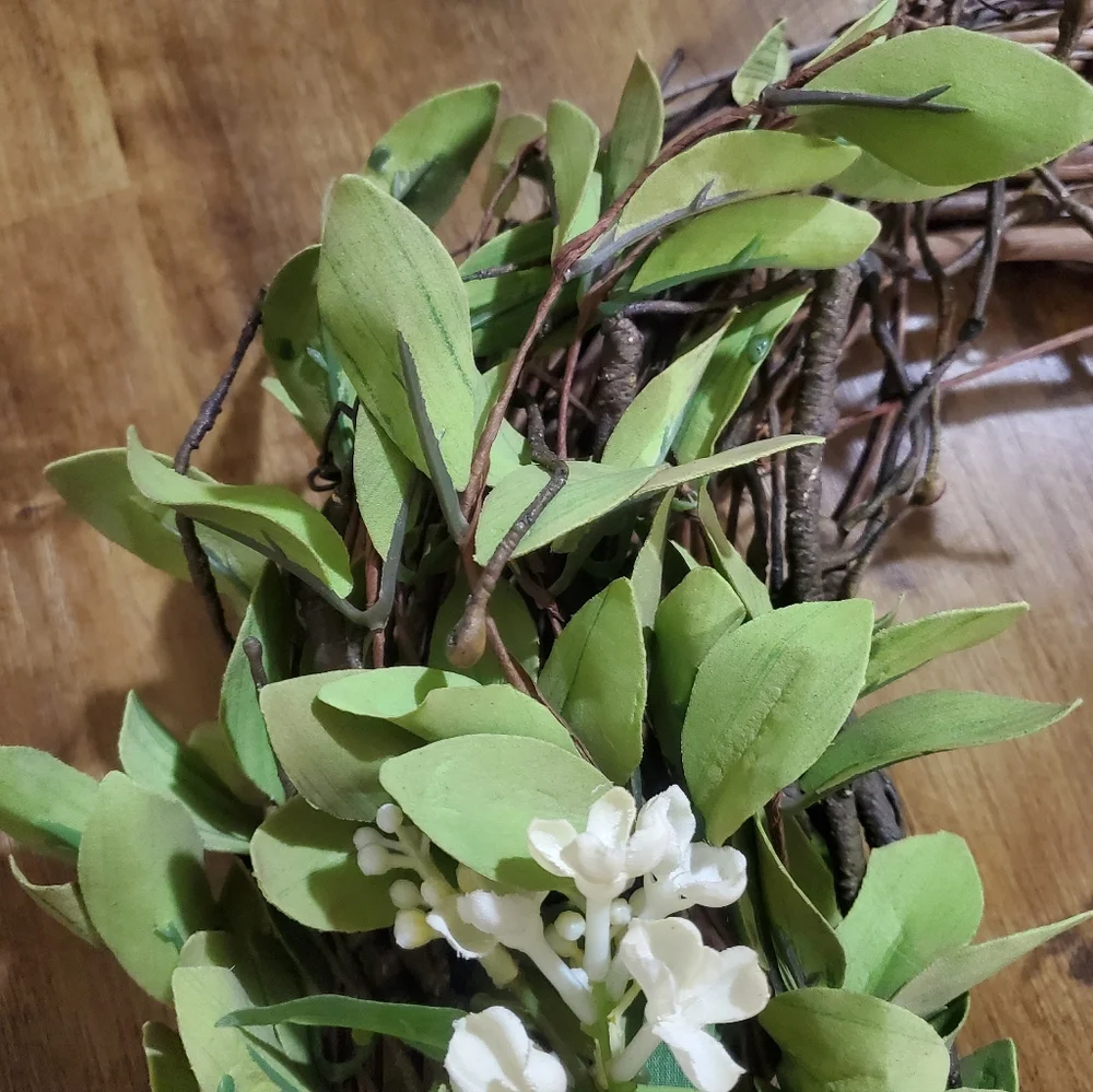 Beautiful Wreath with Faux Greenery & Flowers - Farmhouse Boho Bohemian Cottage